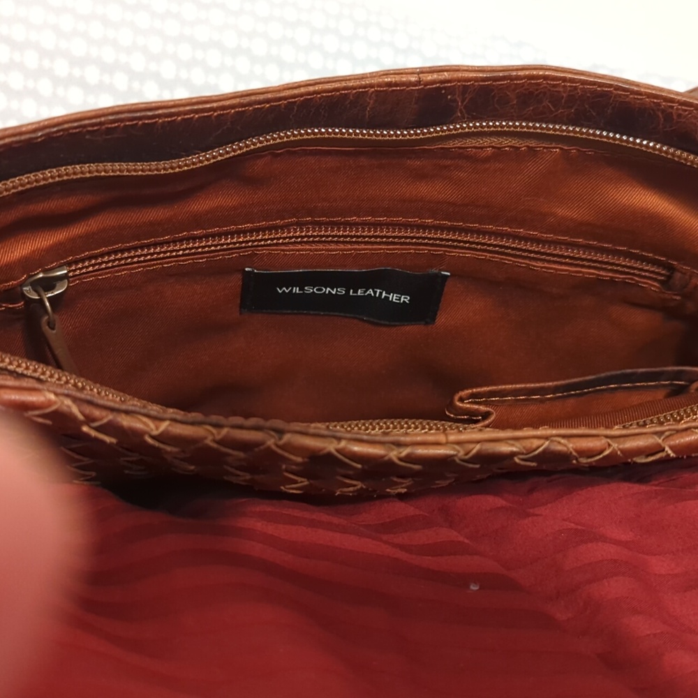 Wilsons Leather Rich Brown Woven Shoulder Bag - Picture 5 of 7